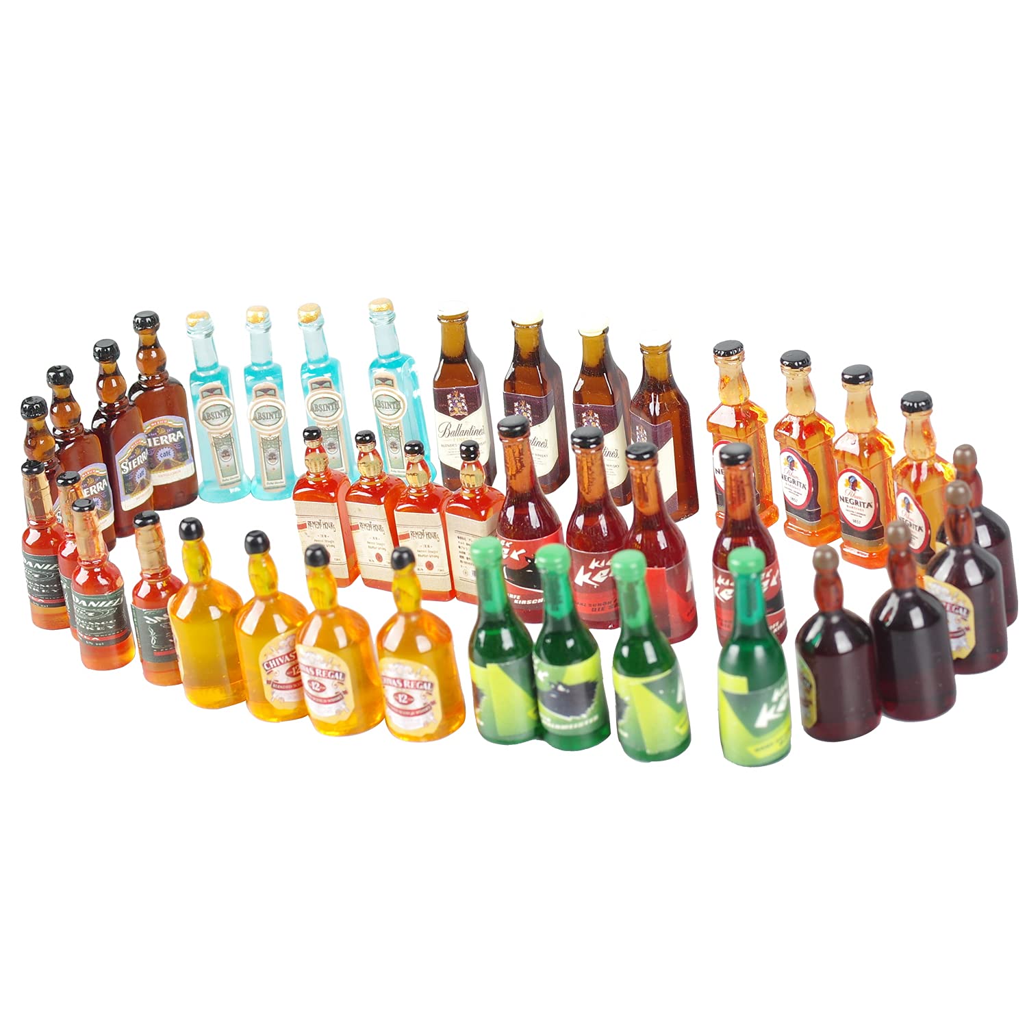 40pcs Miniature Mini Fake Beer Bottles Toys, Mixed Wine Drinks Decoration Beer Glass Model, Beer Can Beer Bottle Models for Fairy Garden Pub Bar Dolls House Tableware Decoration