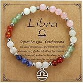 YIZHEDE Zodiac Natural Stone Bracelet – Handmade Crystal Healing Bracelet with Zodiac Charm – Adjustable Beaded Jewelry Gift for Women Men Girls