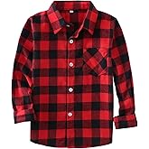 Little Girls' Boys' Long Sleeve Button Down Plaid Flannel Shirt
