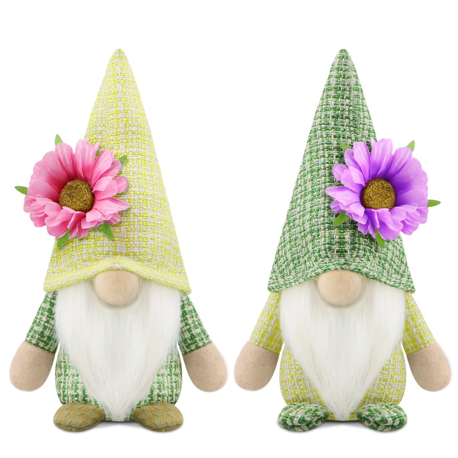 Gehydy Set of 2 Spring Gonks Decoration Easter Summer Flower Gnome Handmade Decor for Home Kitchen