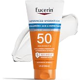 Eucerin Sun Advanced Hydration Sunscreen Lotion, SPF 50, 5 OZ | Lightweight Fragrance Free Sunscreen with Hyaluronic Acid and Humectants, SPF 50, Hypoallergenic, No Oxybenzone or Octinoxate