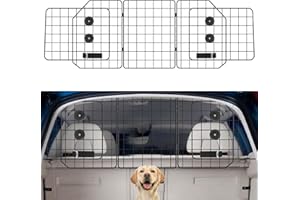 OUSHENG Car Dog Barrier for SUV, Adjustable Pet Divider Gate for Trunk Cargo Area, Universal-Fit Back Seat Heavy-Duty Wire Mesh Dogs Separator Guard Net, Vehicles Safety Travel Accessories