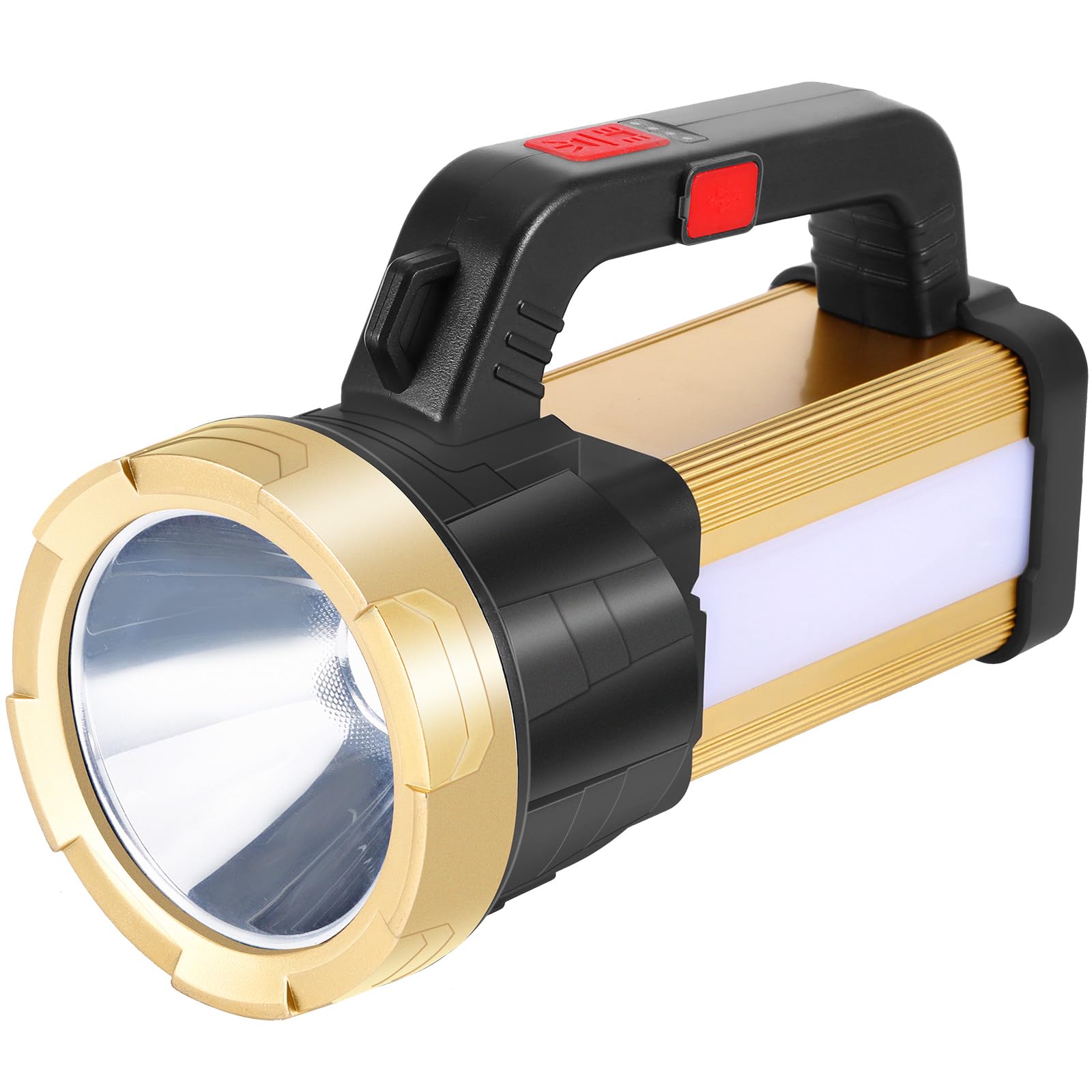 Hand Torches LED Super Bright Rechargeable Flashlight, 2 Lighting Modes LED Searchlight Hand Torch with Main Light and Side Light Portable Lantern Outdoor Emergency Flashlight Camping Work Light