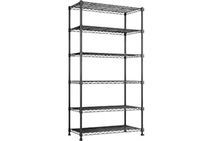 Adjustable 6-Tier Metal Wire Shelving, Heavy Duty 610 lb Capacity, Rust-Resistant Steel Rack for Garage, Kitchen, Warehouse, 