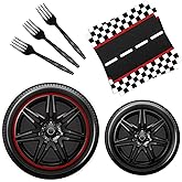 BQK 96 Pcs Race Car Plates and Napkins Party Supplies Race Car Birthday Party Decorations Race Car Party Favors Race Car Party Supplies for Boys