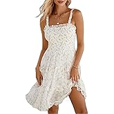 miswek Women's 2026 Summer Floral Dress Square Neck Strapped Swing A Line Beach Dress