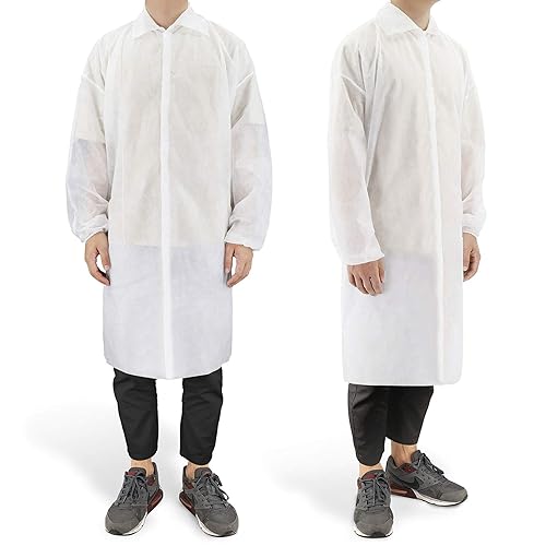 10 Pack Disposable Lab Coats Professional Polypropylene Laboratory