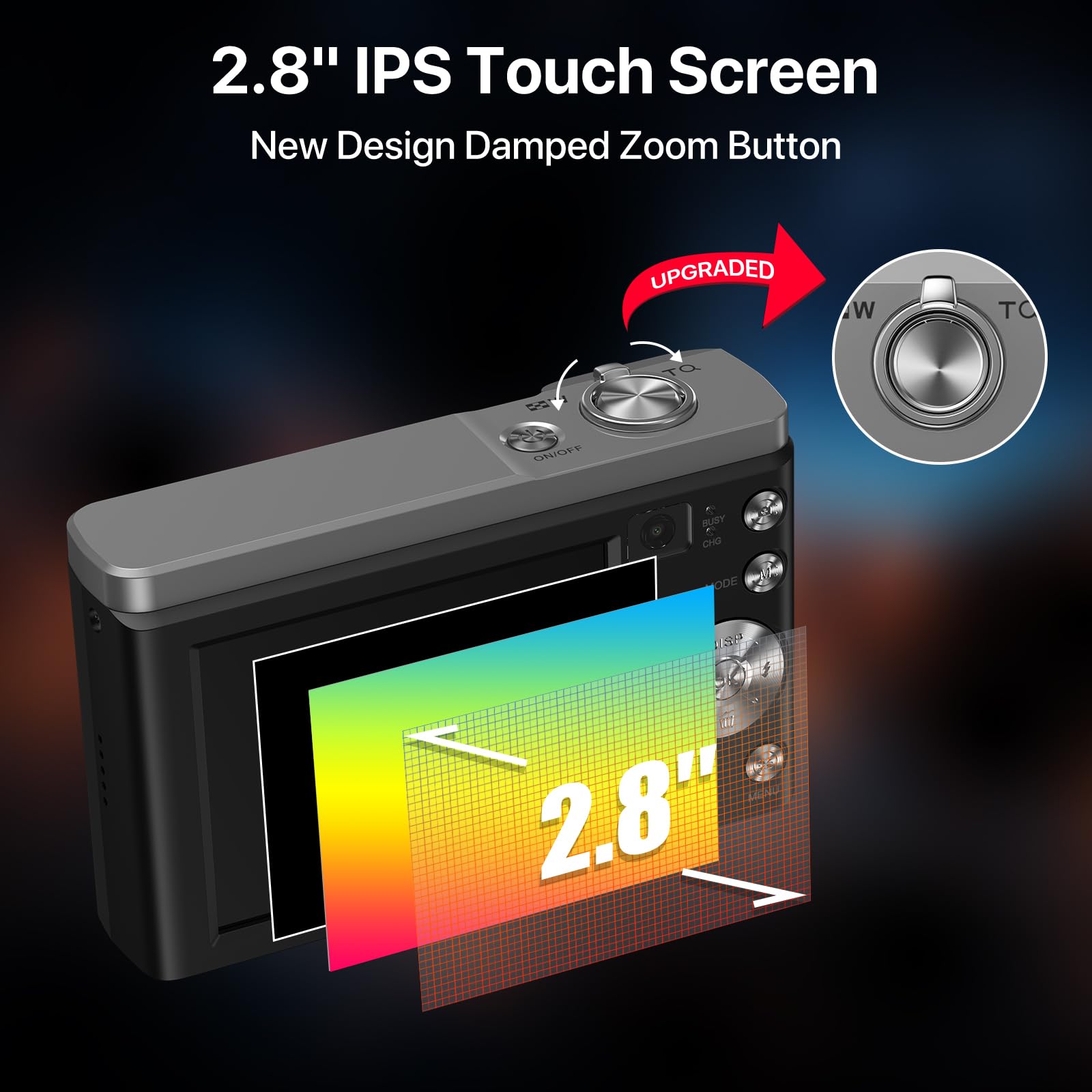 56MP 5K Digital Camera 10X Optical Zoom, Front and Rear Dual Cameras with 2.8