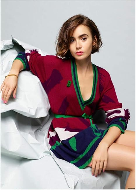 Amazon リリーコリンズ美しいセクシーな壁アートポスターhdプリントキャンバス絵画ホームリビングルーム寝室アートワークギフト装飾写真 50x75cmフレームなし ウォールステッカー オンライン通販