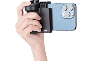 KIWIFOTOS Phone Camera Grip Handle Holder Phone Tripod Mount with Remote Shutter & Cold Shoe Adapter for iPhone 17 16 15 14 Pro Max Samsung Smartphone Selfie Vlog Video Shooting