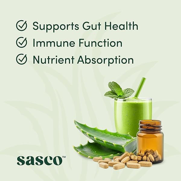 100% ORGANIC ALOE VERA JUICE – INNER FILLET ONLY, NATURALLY PRESERVED, NOT FROM CONCENTRATE, SUPPORTS DIGESTIVE & IMMUNE HEALTH – 1L BOTTLE BY SASCO