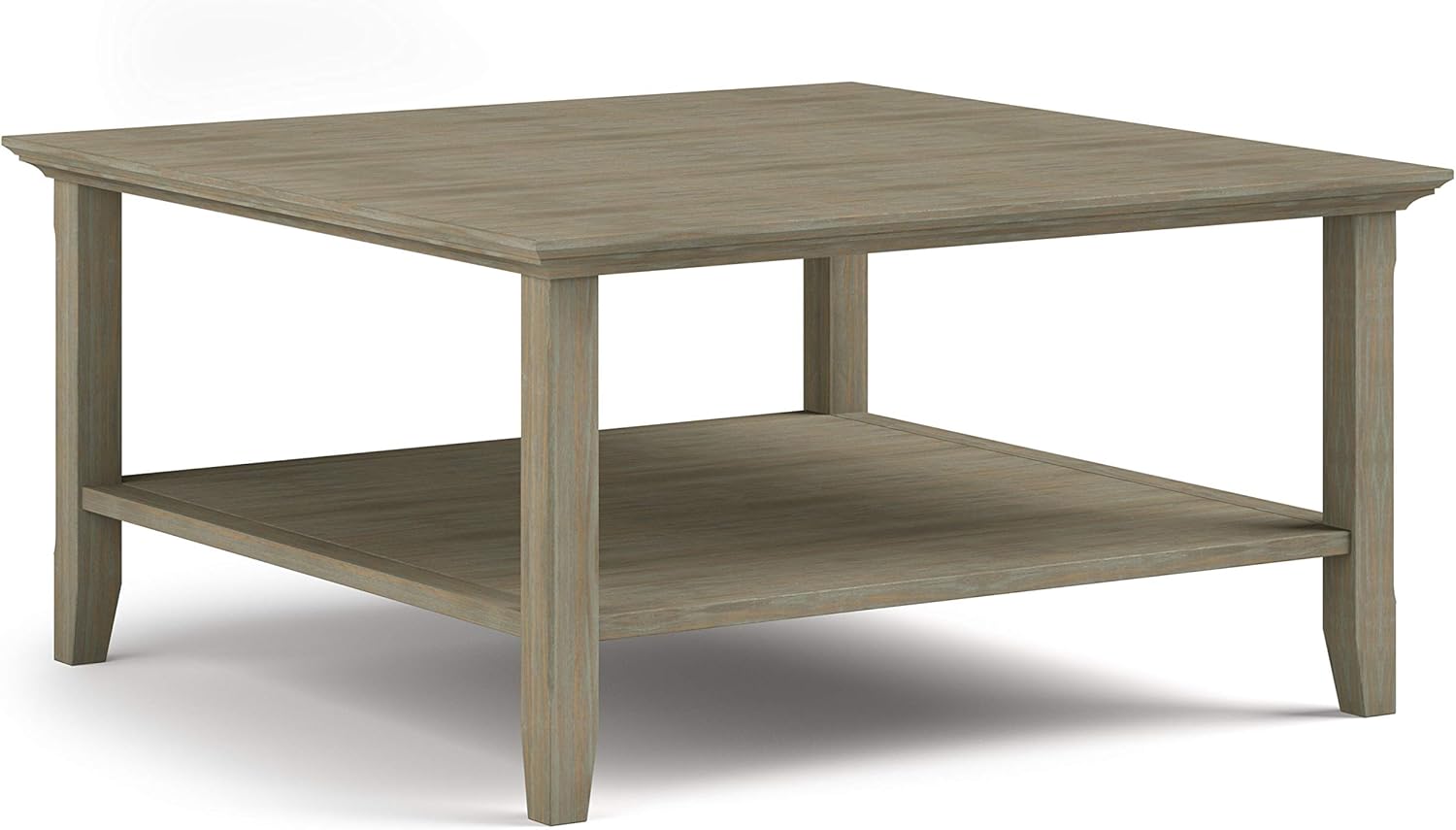 SIMPLIHOME Acadian SOLID WOOD 36 inch Wide Square Rustic Coffee Table in Distressed Grey