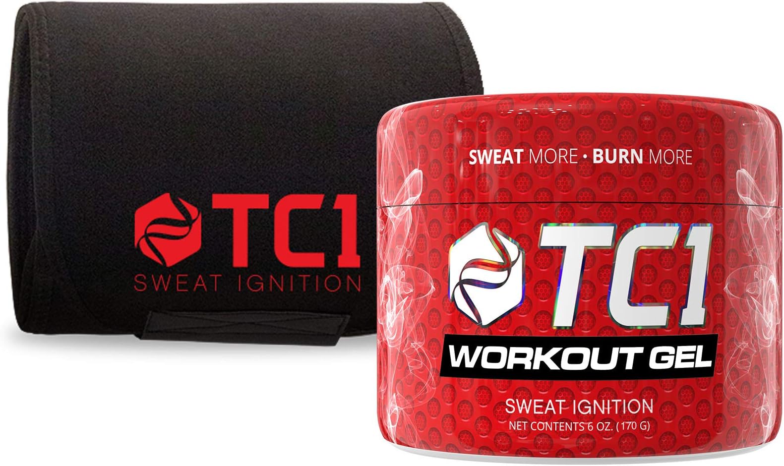 TC1 Waist Belt Bundle with TC1 Advanced Topical Sweat Workout Enhancer with Capsaicin