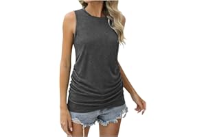 KCAHFO Workout Tank Tops Woman Crew Neck Sleeveless Summer Cute Tops Loose Fit Basic Casual T Shirts 2024 Fashion Clothes