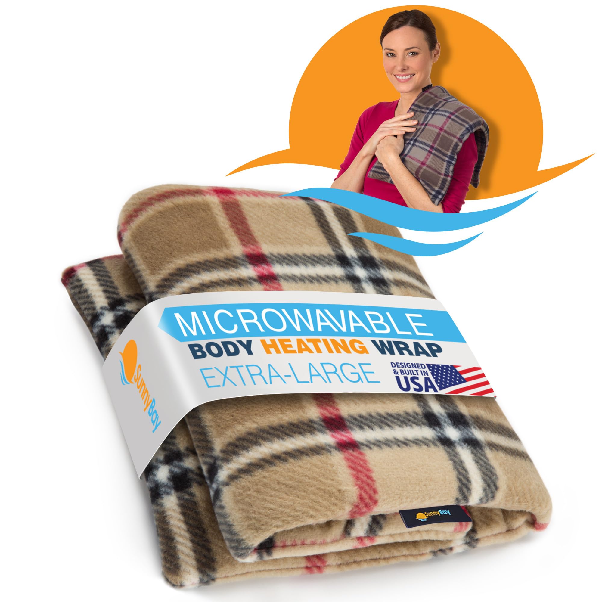 Photo 1 of SunnyBay Extra Large Microwave Heating Pad, Microwavable Heavy Weighted Full Body Moist Hot Pack and Washable Fleece Cover, 10x24 Inches, 4 lbs (London)