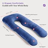 Nuliie Pregnancy Pillow U Shaped Full Body Maternity Support Navy Velvet Cover view 2
