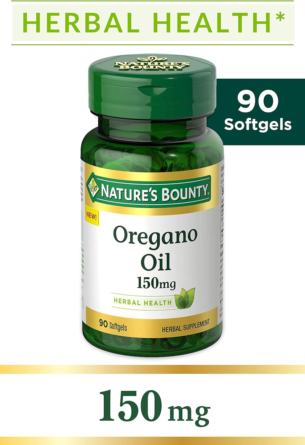 Nature's Bounty Oregano Oil, Antioxidant and Herbal Health Support*, 150mg, 90 Softgels