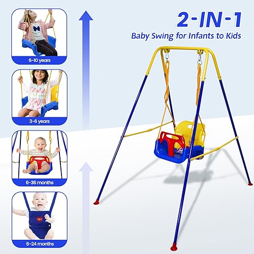 3-in-1 Toddler Swing Set and Baby Jumper, Baby Swing with Bouncers