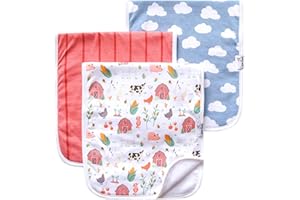 Copper Pearl Baby Burp Cloth Large 21''x10'' Size Premium Absorbent Triple Layer 3-Pack Gift Set Farmstead