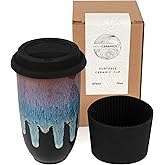 NOVA CERAMICS Coffee Tumbler – Travel Mug - On the Go Coffee Mug – Microwave & Dishwasher Safe Green Coffee Tumbler - Gifts For Women Men Him Her – 16oz – Monsoon