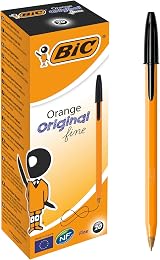 BIC Orange Fine Ballpoint Pens 0.8 mm Box of 20 Black Ink view 1