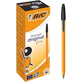 BIC Orange Fine, Ballpoint Pens, Writing Pens with Long-Lasting Ink, Fine Point (0.8 mm), Black Ink, Box of 20