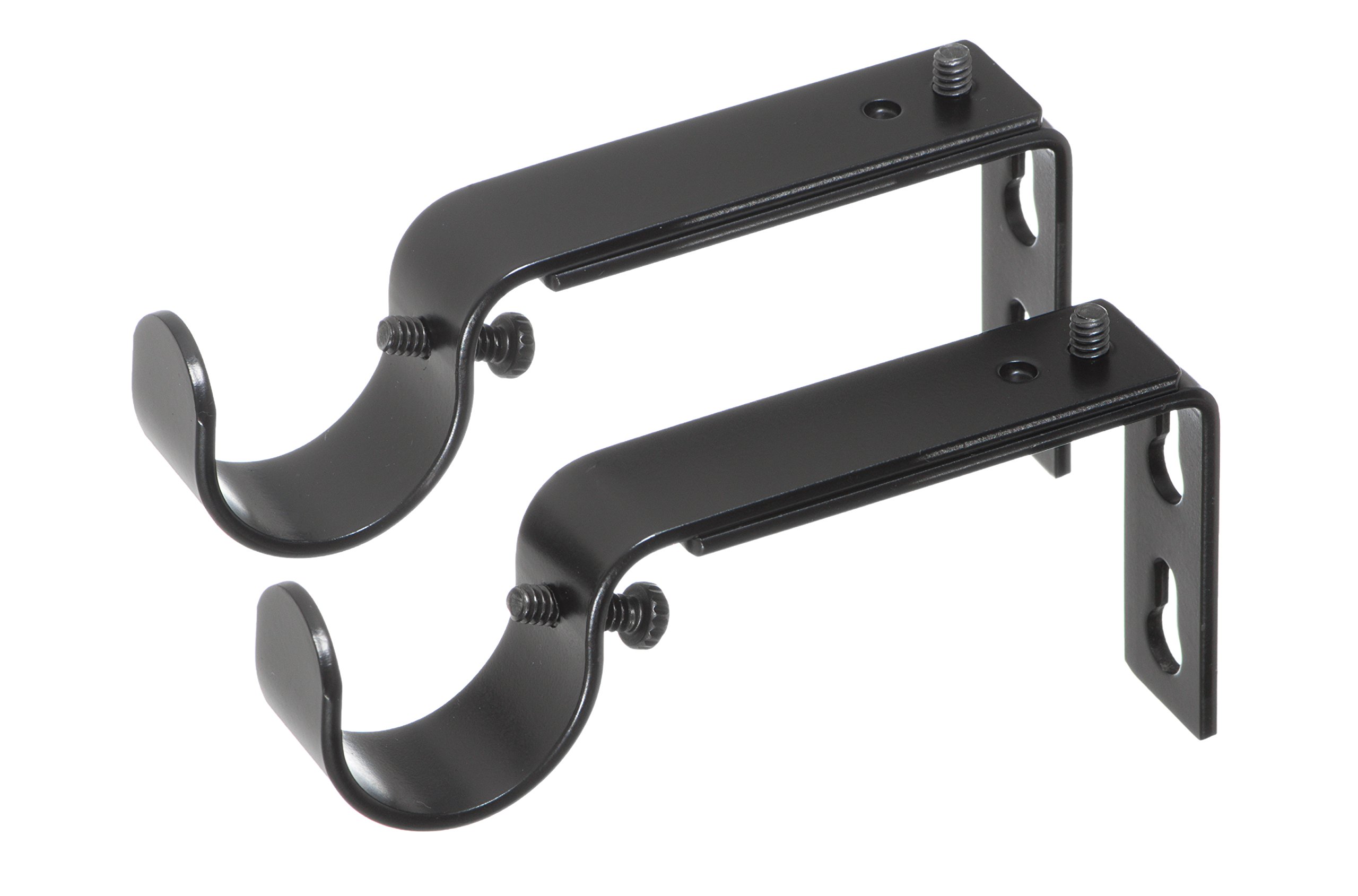 Photo 1 of Ivilon Adjustable Brackets for Curtain Rods - for 1 or 1 1/8 Inch Rods. Set of 2 - Black
