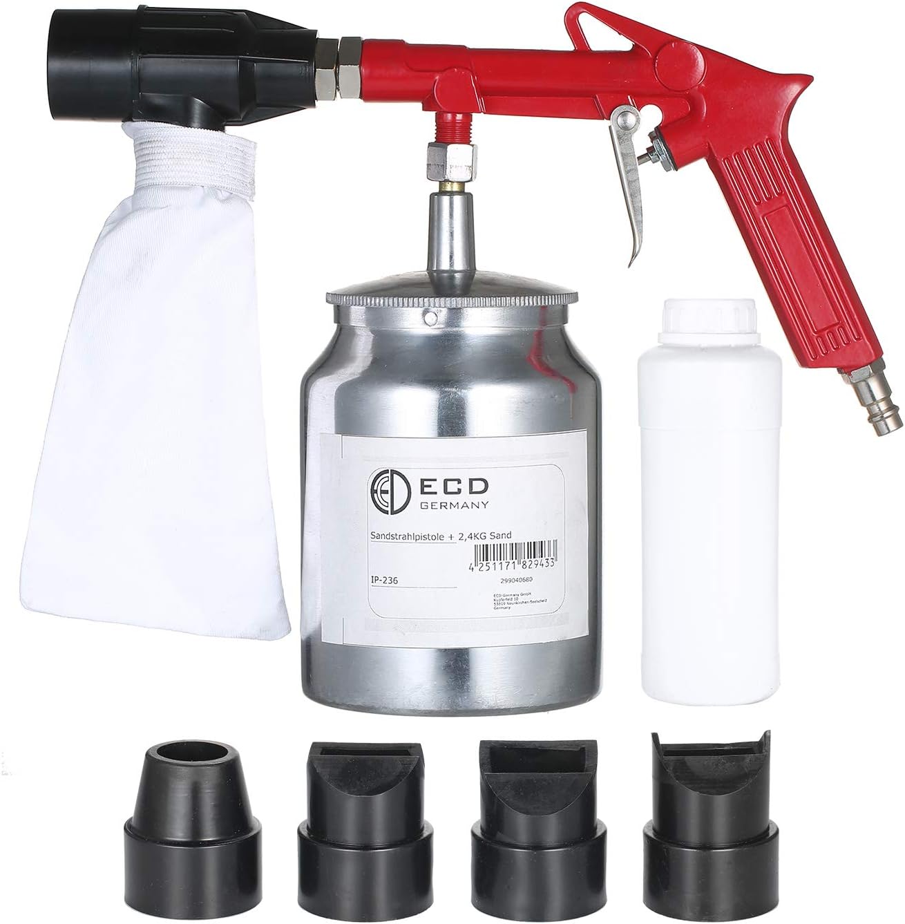 Kecheer Sand Blasting Kit, Hand-held Sand Blasting Machine, Sand Blaster Gun, Mini Sand Blasting Spray Gun, Spot Sandblaster Sand-blasting Gun with Blasting Abrasive Sand & 4 Replaceable Nozzle