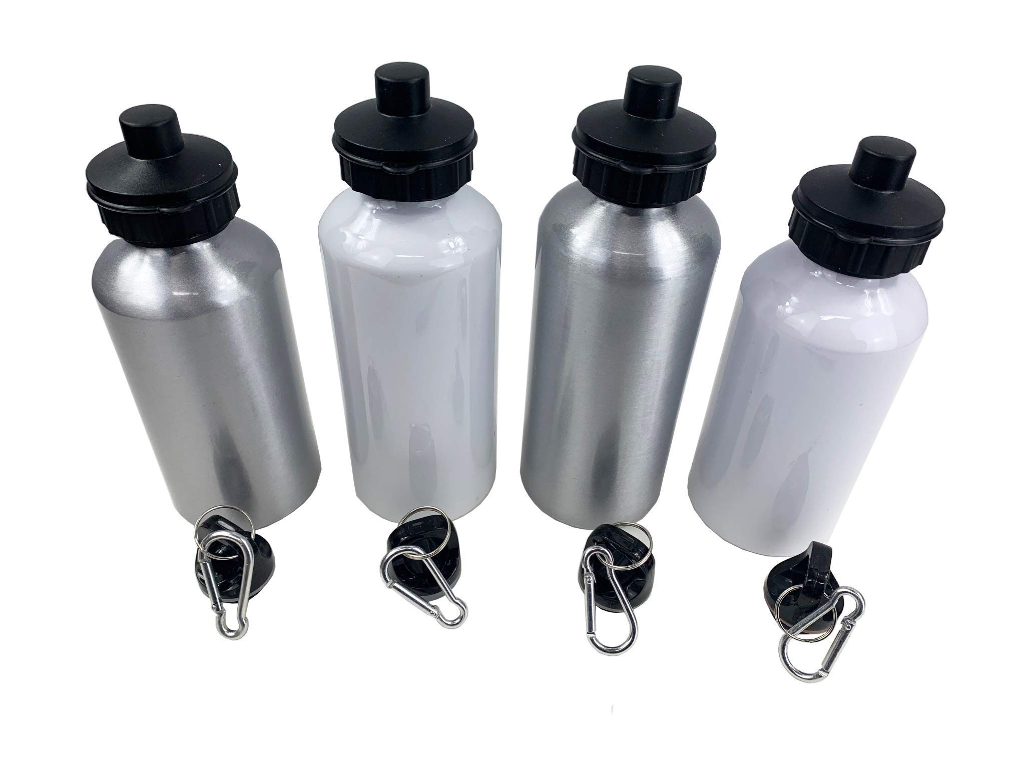 Sublimation Lightweight Aluminium Sports & Cycling Water Bottle Spout and Screw Cap White and Silver 400/500/600ml (600ml White, 1)
