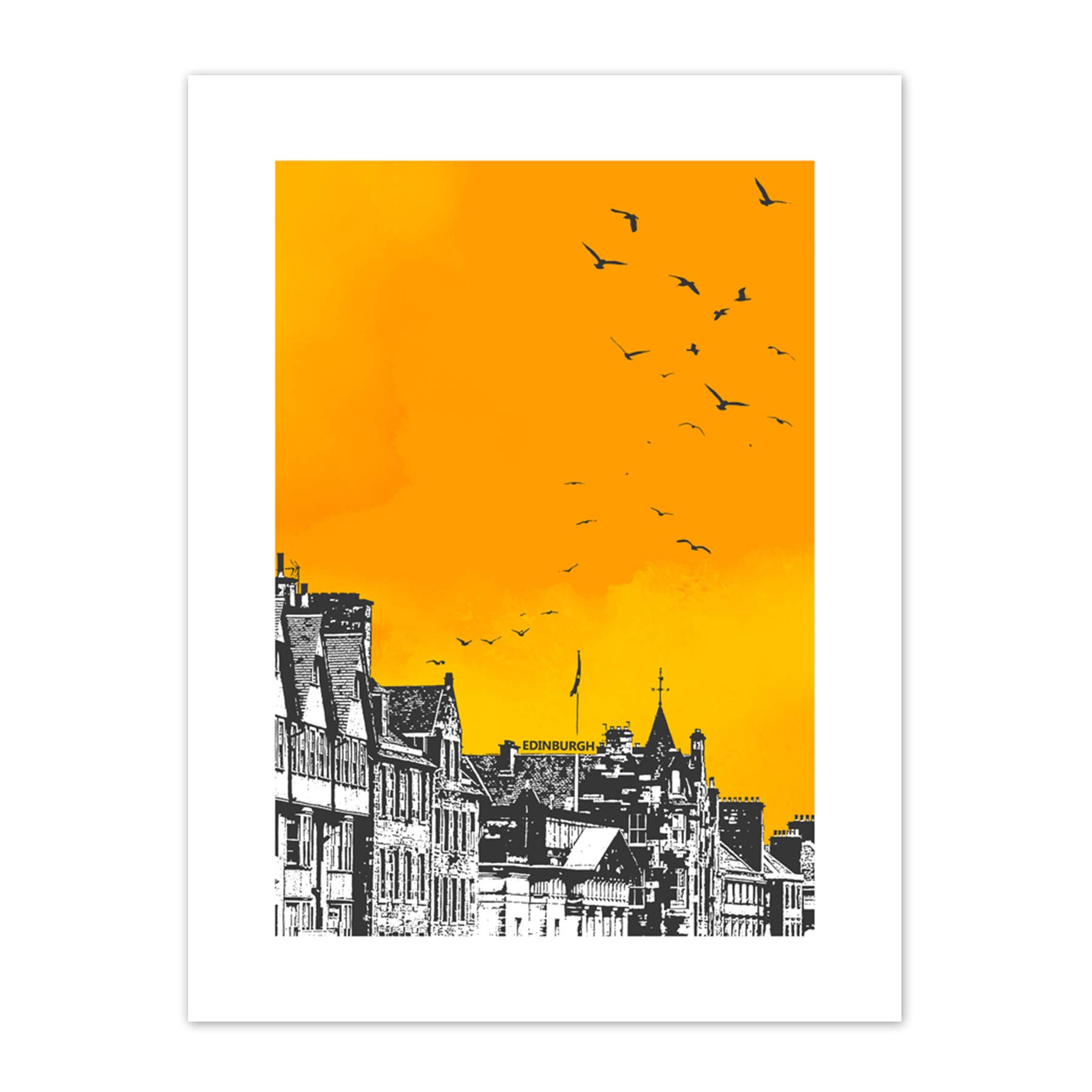 Wee Blue Coo Rooftop Birds Edinburgh Canvas Wall Art Print 12X16