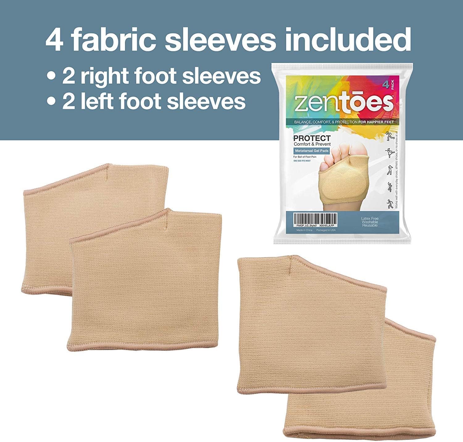 ZenToes Metatarsal Pads for Women and Men - 4 Pack Ball of Foot Cushions: Health & Personal Care
