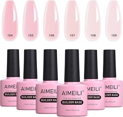 AIMEILI 8 in 1 Builder Gel Set Nude Pink 10ml 6pcs No Slip Solution Gift Kit