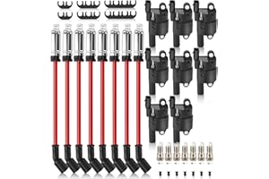 X4XZ UF414 Ignition Coils Pack & Double Iridium Spark Plugs & 10.2MM Spark Plug Wires for Chevy Avalanche Express Tahoe Silverado Suburban 1500 2500 3500/GMC Savana Sierra Yukon/Cadillac Escalade
