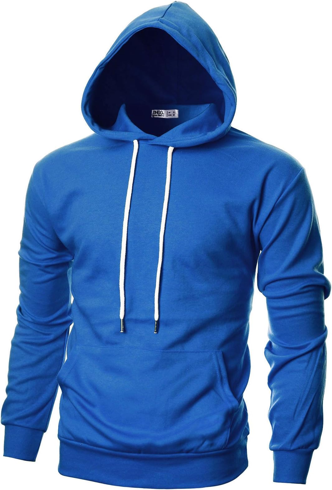 OHOO Mens Slim Fit Long Sleeve Lightweight Pullover Hoodie with Kanga Pocket