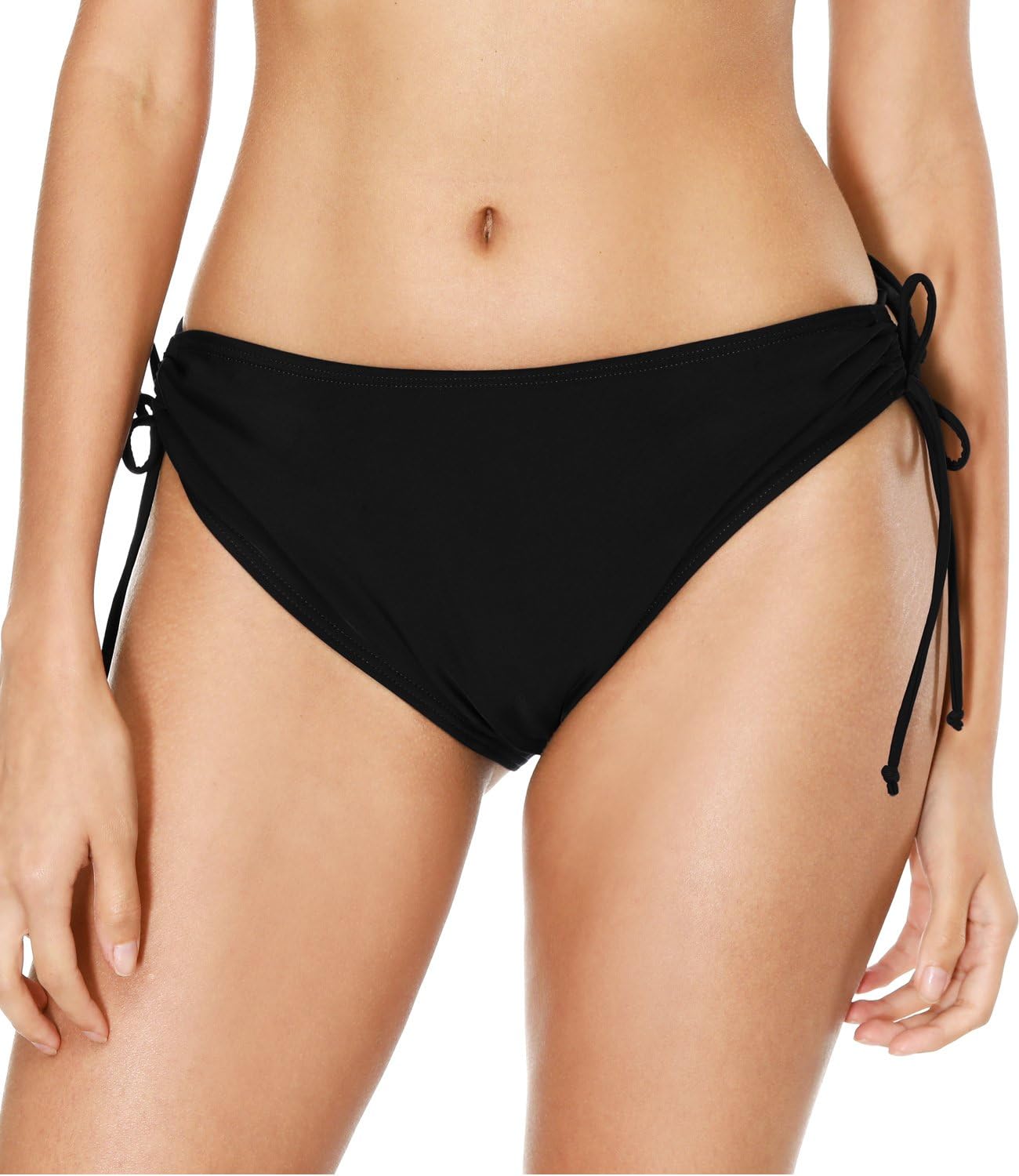 Sociala Women's Shirred Side Bikini Bottoms Solid Swim Bottom Swimsuit Briefs