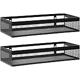 Wetheny Hanging Wall Mount Storage Baskets with Adhesive Hooks & Screwing, Metal Wire Organizer Baskets for Home Decor, Kitch