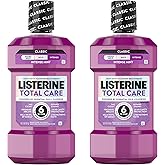 Listerine Total Care Anticavity Fluoride Mouthwash, 6-in-1 Rinse Helps Kill 99% of Bad Breath Germs, Prevents Cavities, Strengthens Teeth, Bad Breath Treatment for Adults, Fresh Mint, Twin Pack, 2x1 L