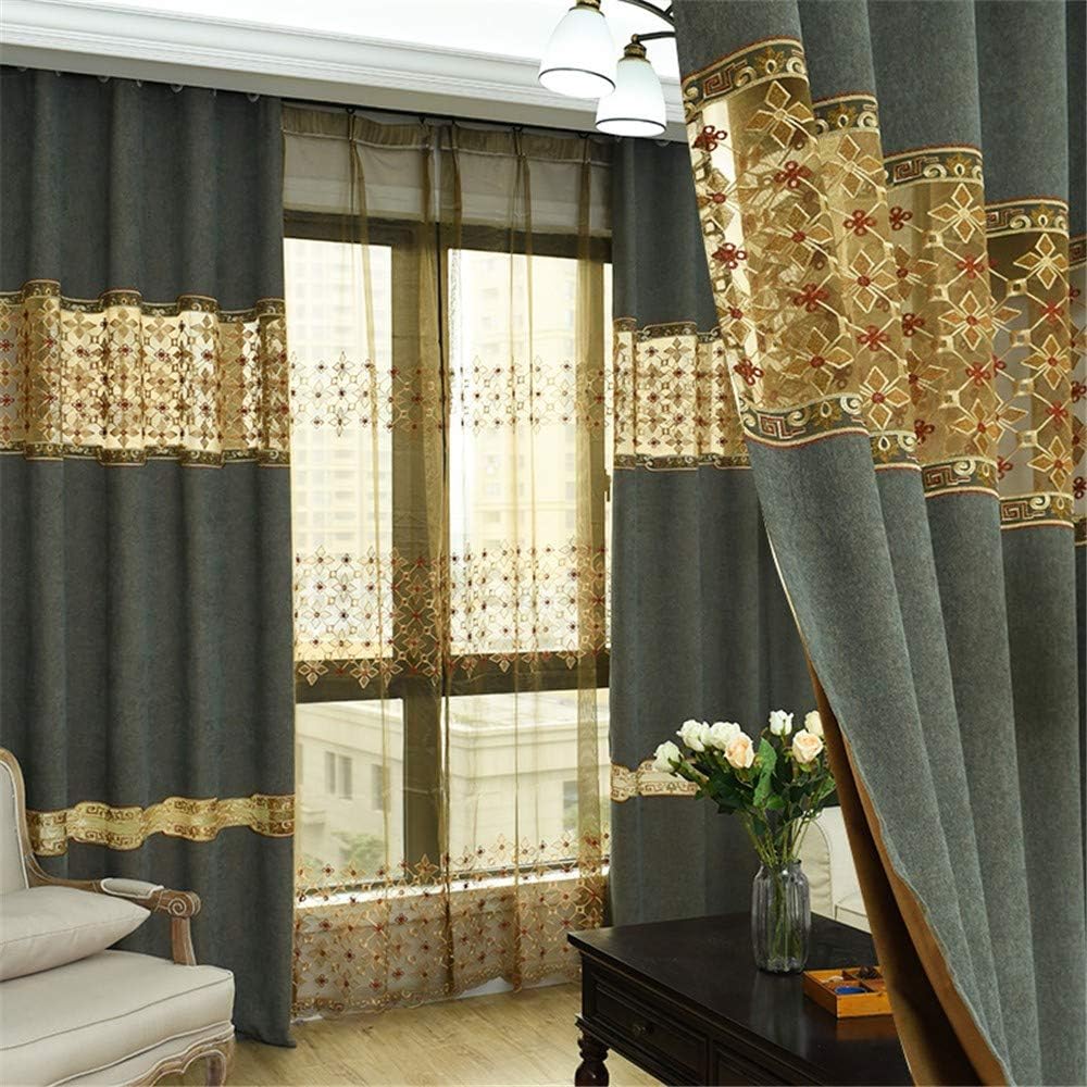 Window Drapes Imitation Cashmere Embroidery Stitching 2 Color Embroidery Yarn Bedroom Study CurtainsCustom Size (per Meter)
