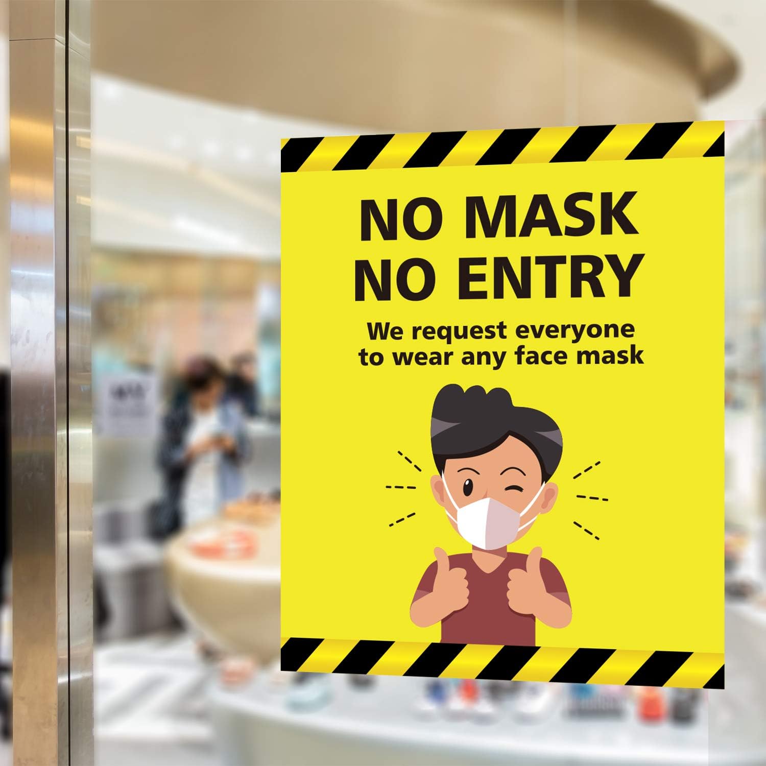 10 Pieces No Mask No Entry Sticker, Request to Wear A Face Mask Before ...