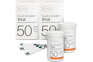 ARKRAY GLUCOCARD Vital Glucose Test Strips – No Coding Required, Fast 7-Second Results, 0.5 Microliter Sample Size – Compatible with GLUCOCARD Vital Blood Glucose Meter, 100 Count (2 Packs of 50)