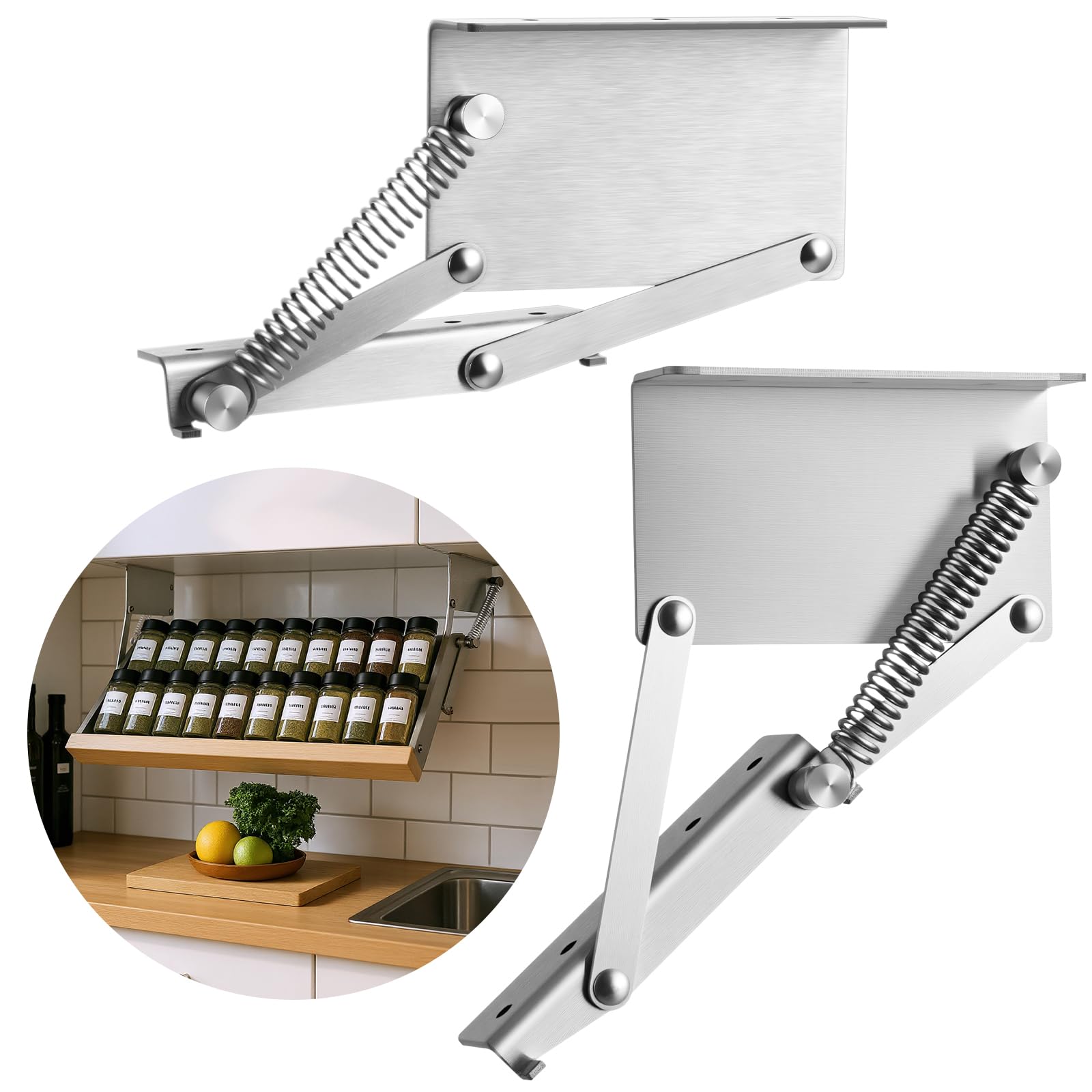 Photo 1 of Shimeyao 2 Pcs Pull Down Rack Hinges Under Cabinet Hinges for Spice Knife Coffee Pod Storage Organization Kitchen