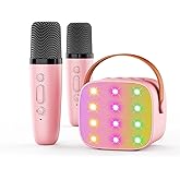 Mini Karaoke Machine for Kids, Protable Speaker for Singing, Christmas Birthday Gifts Toys for Girls Ages 3, 4, 5, 6, 7, 8, 9,10,11,12+ Years Old Toddler (Lovely Pink)