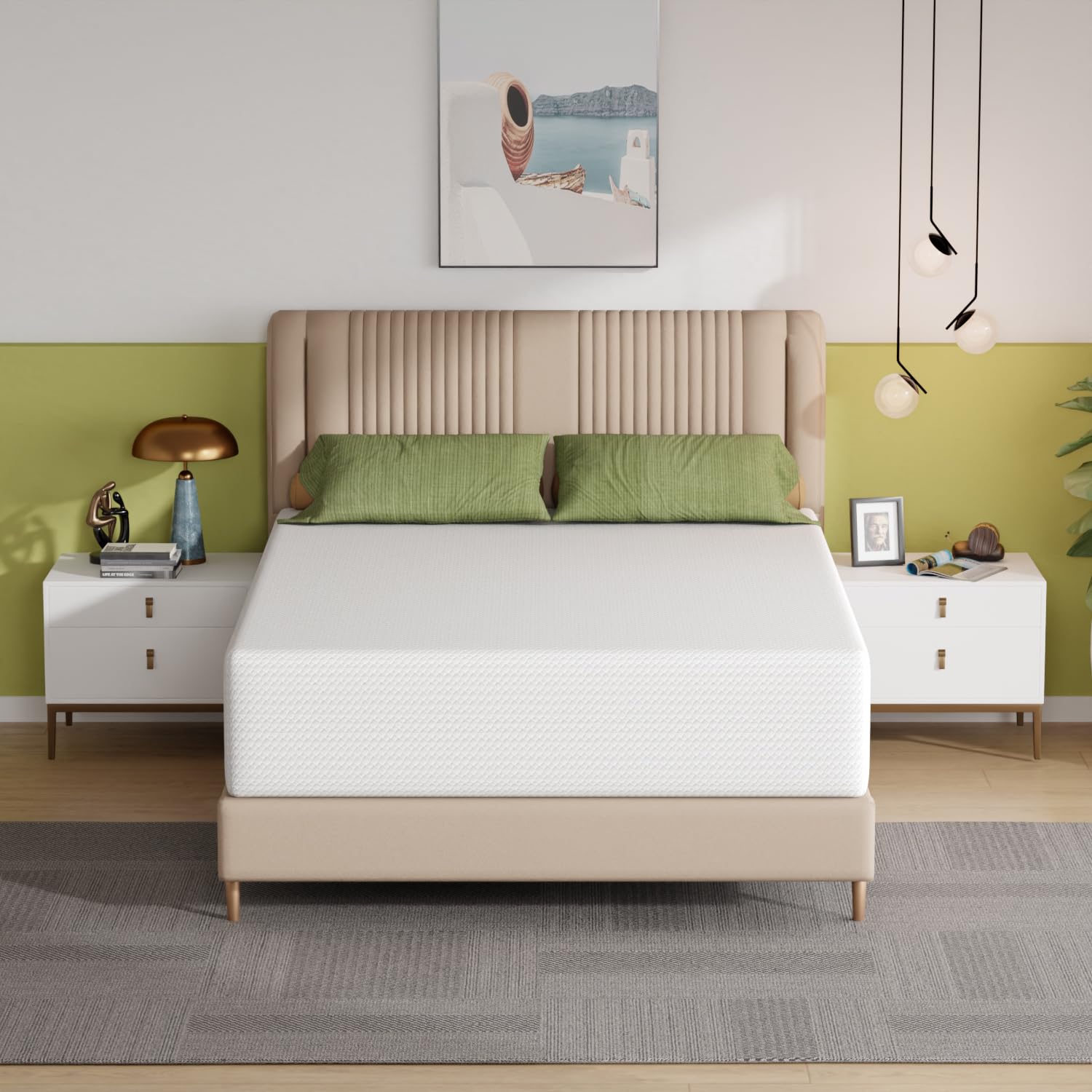 PayLessHere | 14 Inch Queen Mattress | Medium Firm Base Foam Mattress | Removable Washable Zipper Cover | Breathable & Comfortable | White | Bed in a Box | CertiPUR-US Certified
