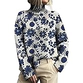 MARSVOVO Cozy Sweaters for Women Elegant Long Sleeve Turtleneck Comfy Sweater Pullover Dressy Casual Fall Tops