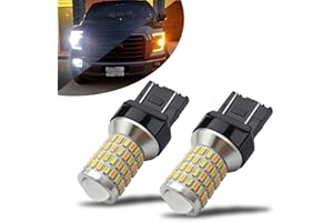 iBrightstar Newest Super Bright 7443 7444NA Switchback LED Bulbs with Projector Replacement for Daytime Running Lights/DRL and Turn Signal Lights, White/Amber