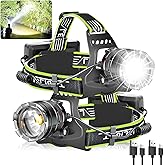 Aikertec Rechargeable Headlamp 2 Pack, Super Bright Headlamp for Adults, IPX7 Waterproof, Adjustable Zoom & Red Light, 8 Modes for Camping, Hiking, Running, Fishing