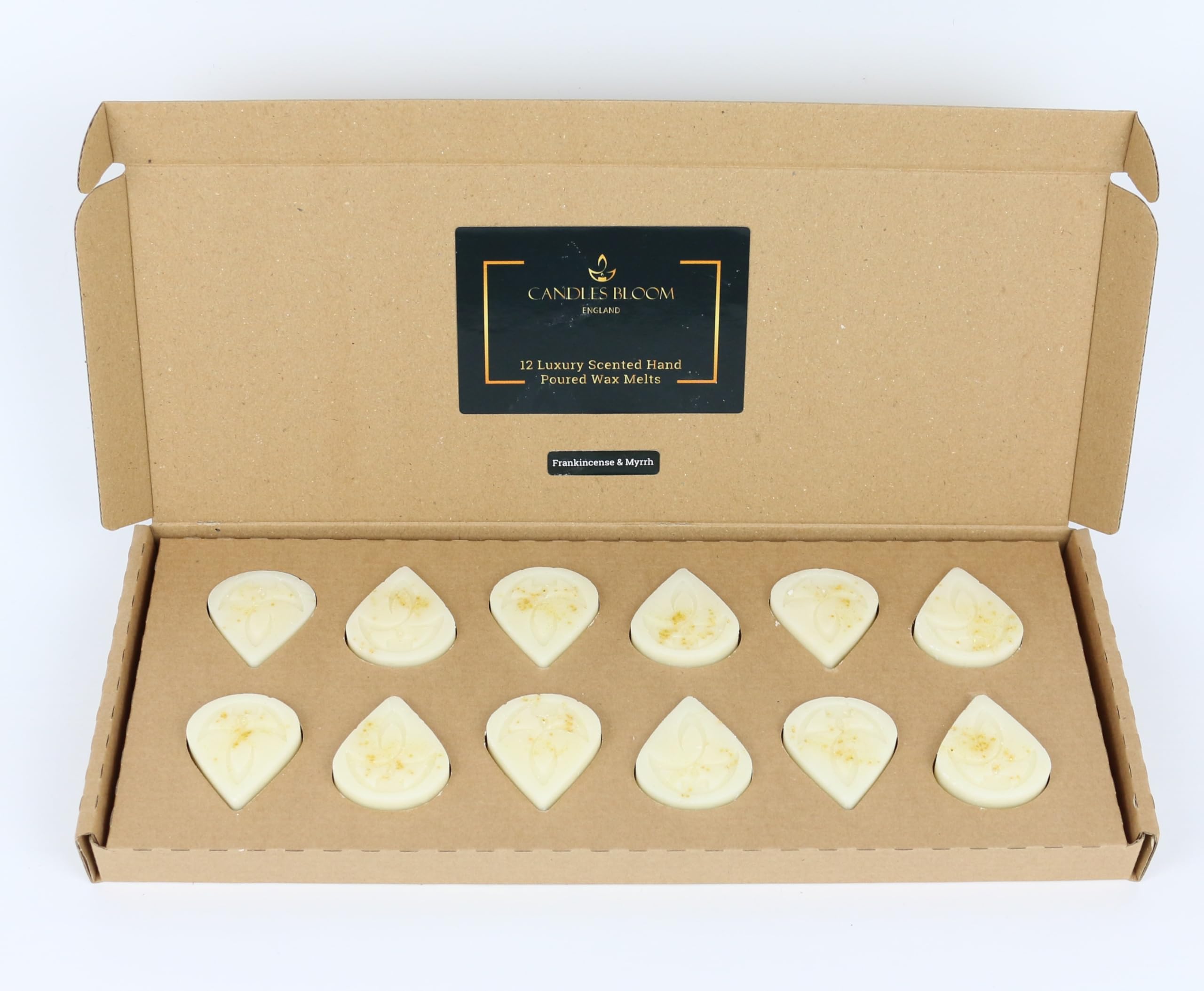 Frankincense & Myrrh Highly Scented Wax Melts - Vegan & Eco Friendly - Gift Set of 12 Handmade Premium Quality Wax Melts.