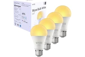 WYZE Bulb White, 800 Lumen, 90+CRI WiFi Tunable-White A19 Smart Light Bulb, Compatible with Alexa and Google Assistant, Four-