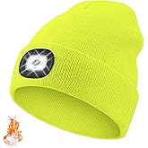 VZVXDW Unisex Beanie with The LED Light, Christmas Gifts for Men Women Dad Father USB Rechargeable Headlamp Caps (Yellow)