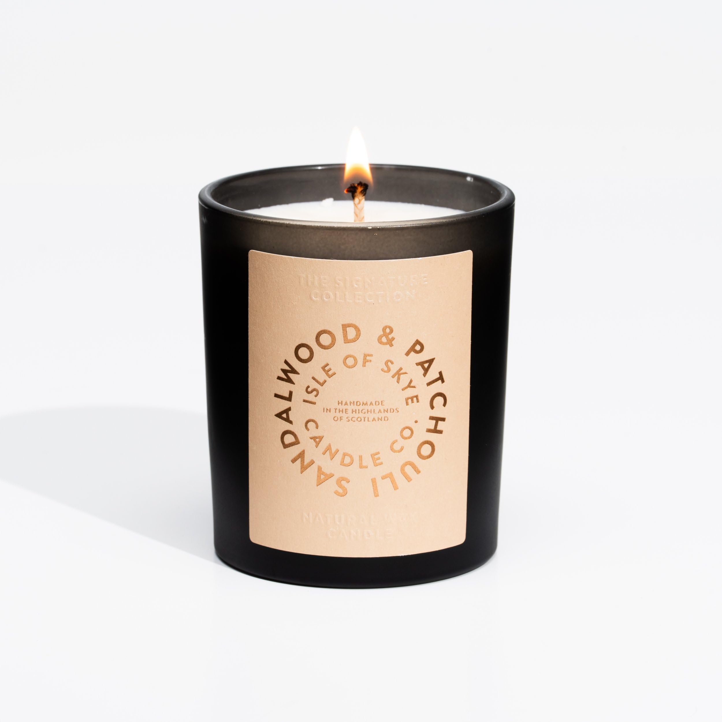 Isle of Skye Candle Company Sandalwood & Patchouli Scented Black Tumbler | Natural Soy Wax Candle | Handmade in Scotland | Premium Scented Candle | Elegant Black Jar | 45 Hours Burn Time